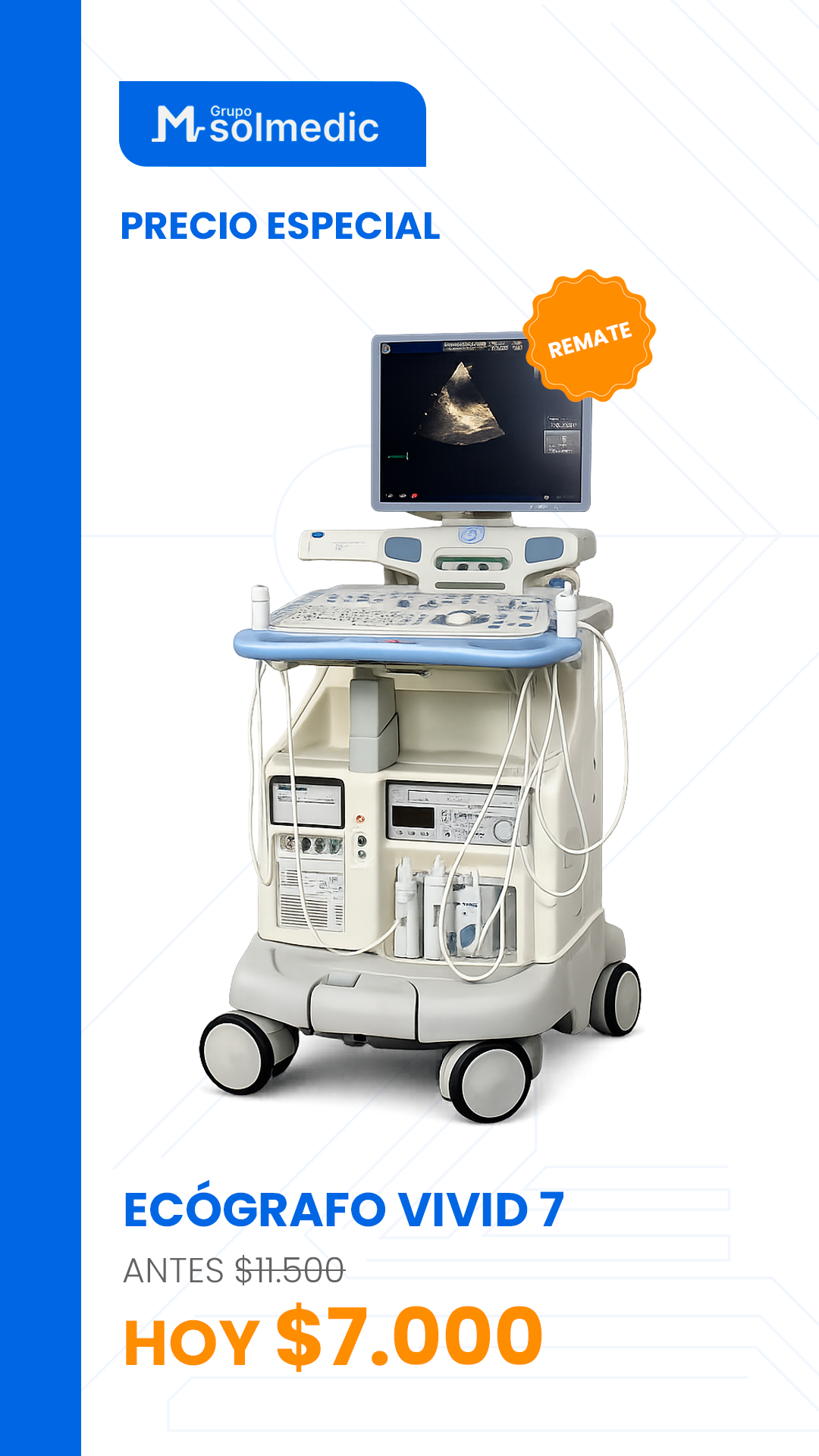 Ecógrafo | Móvil | General Electric | Vivid 7 | 2 Sondas Cardiologicas 7S y 10S.