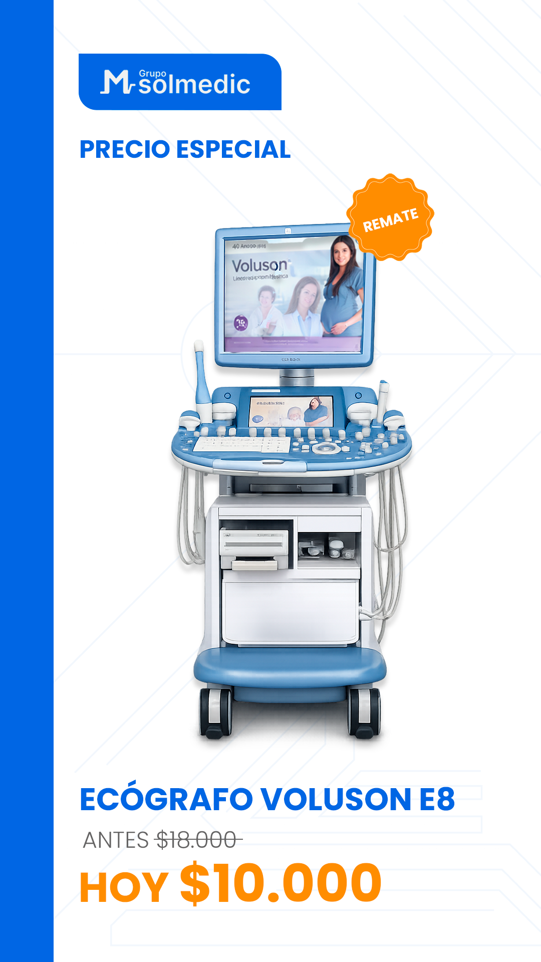 Ecógrafo | Móvil | General Electric | Voluson E8 BT06 | Sondas RIC5-9-D y RAB6-D.