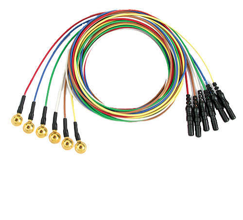 Juego de electrodos de copa de oro para EEG con cables de colores